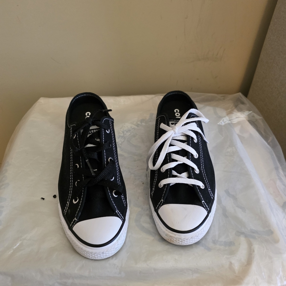 Converse Black and White Sneakers with Glossy and Matte Finish